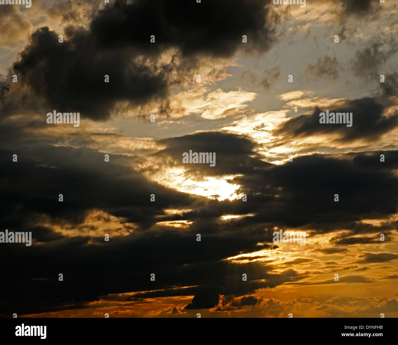 Dramatic Cloud Filled Sky. Stock Photo