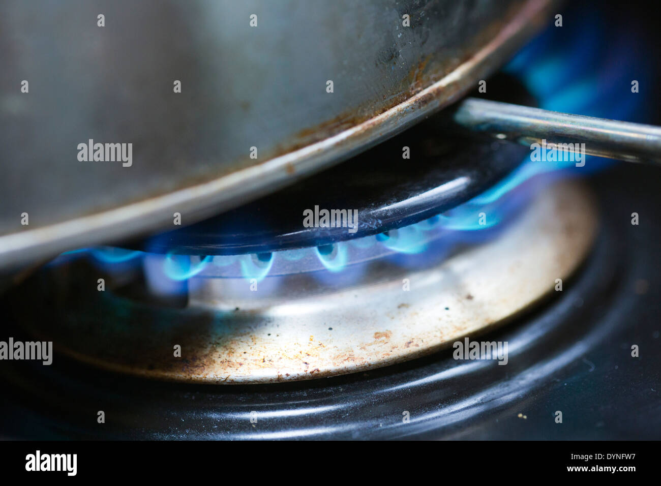 Burning Gas; Cooker; UK Stock Photo Alamy