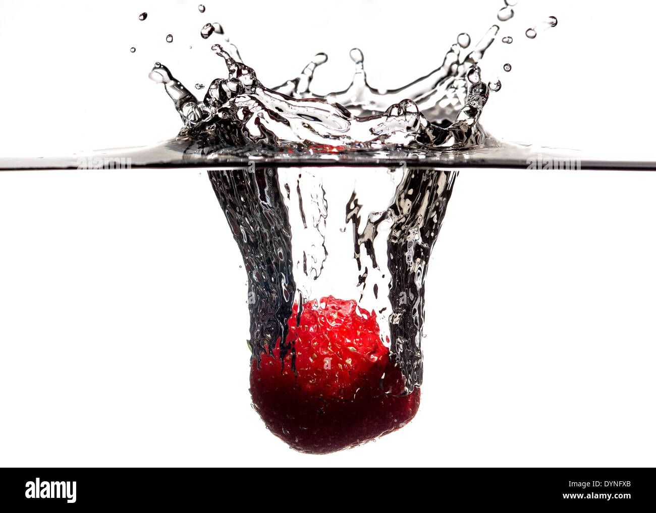 Strawberry fruit splash wall art Stock Photo