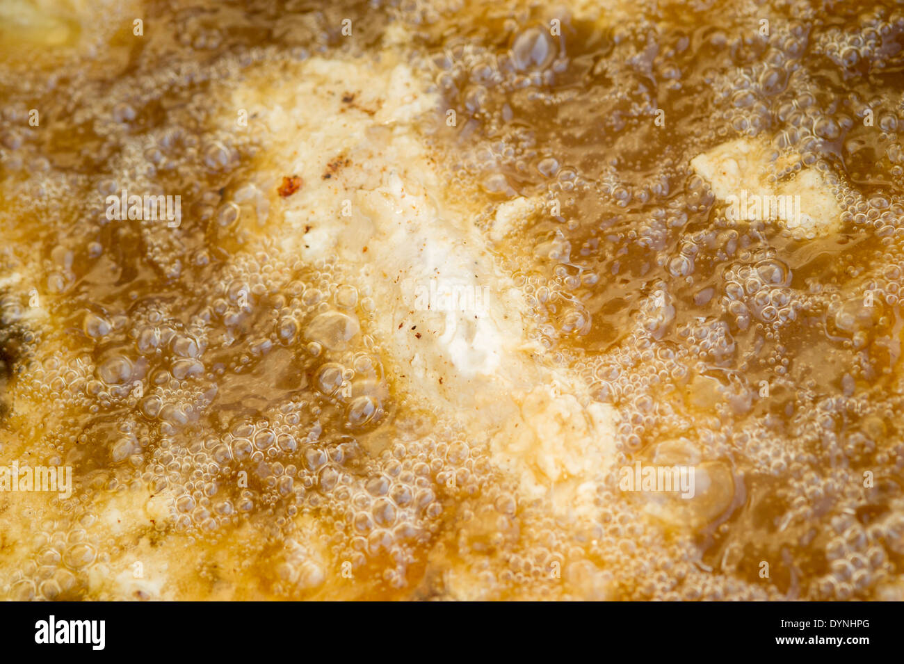 Close-up of frying grease at the Waverly Farmers Market in Baltimore, Maryland Stock Photo