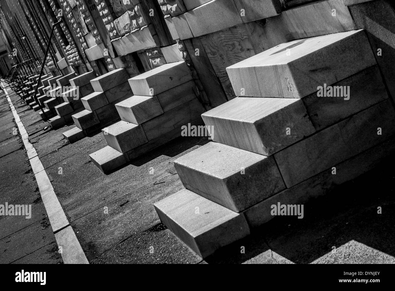Marble steps in front of row houses in Baltimore, Maryland Stock Photo