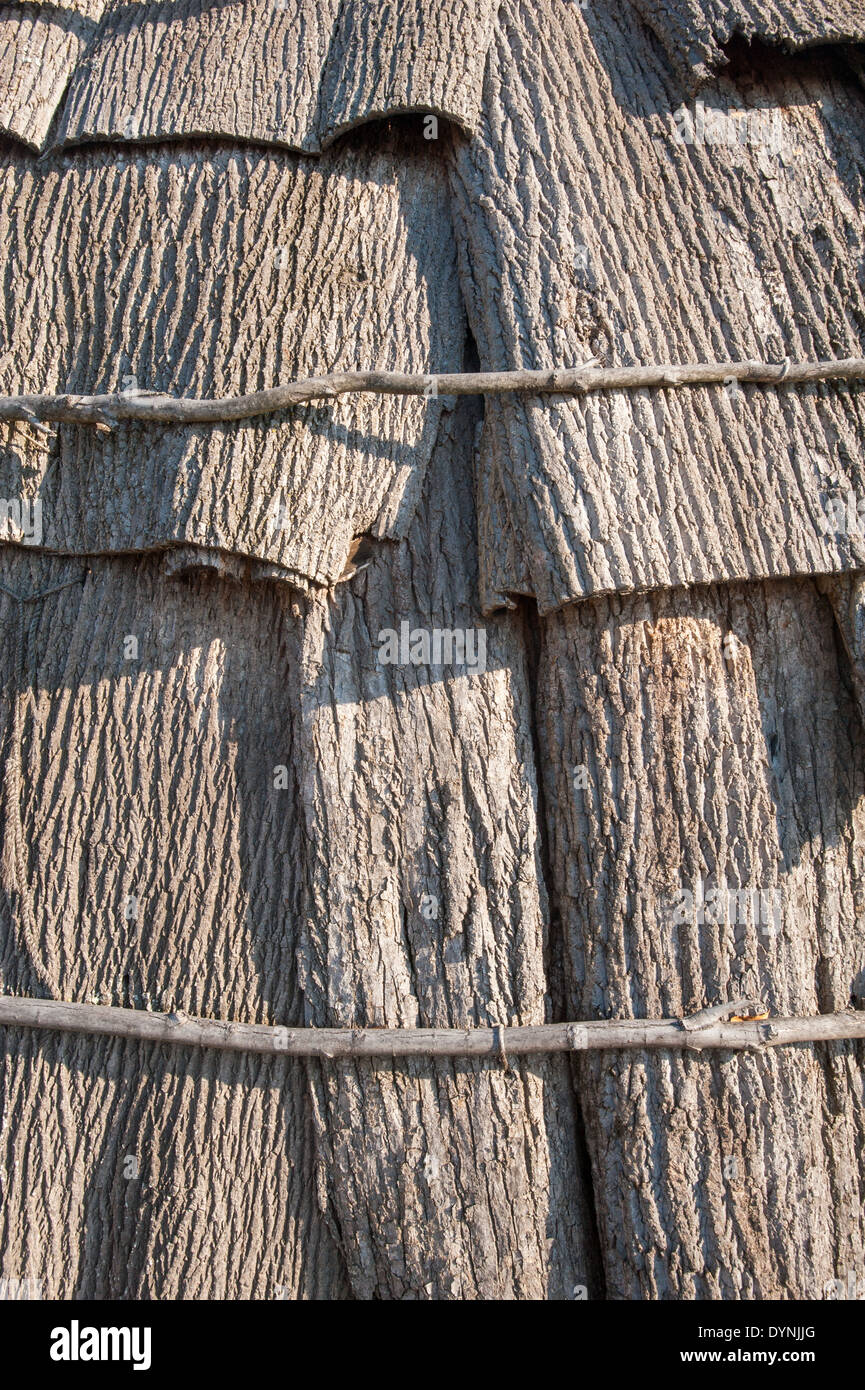 close-up detail of wigwam at the Piscataway indian cultural center in Waldorf MD Stock Photo