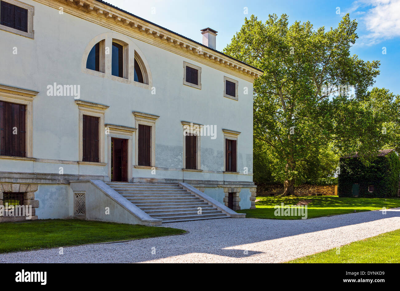 Italy,Veneto, Bagnolo di Lonigo, the rear entry of Villa Pisani, architect Andrea Palladio. Stock Photo