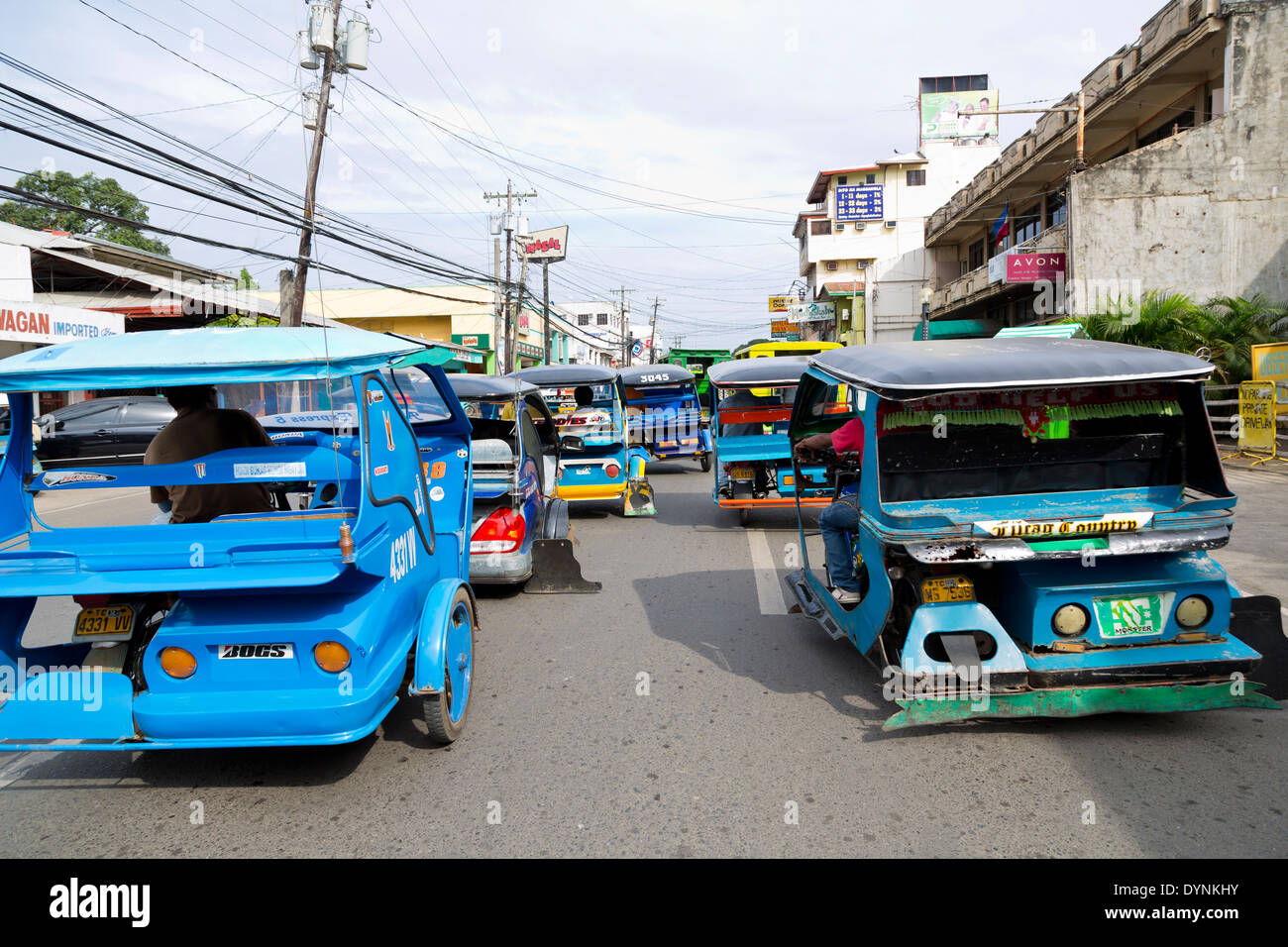 Typical Tricycles in Puerto Princesa, Palawan, Philippines Stock Photo