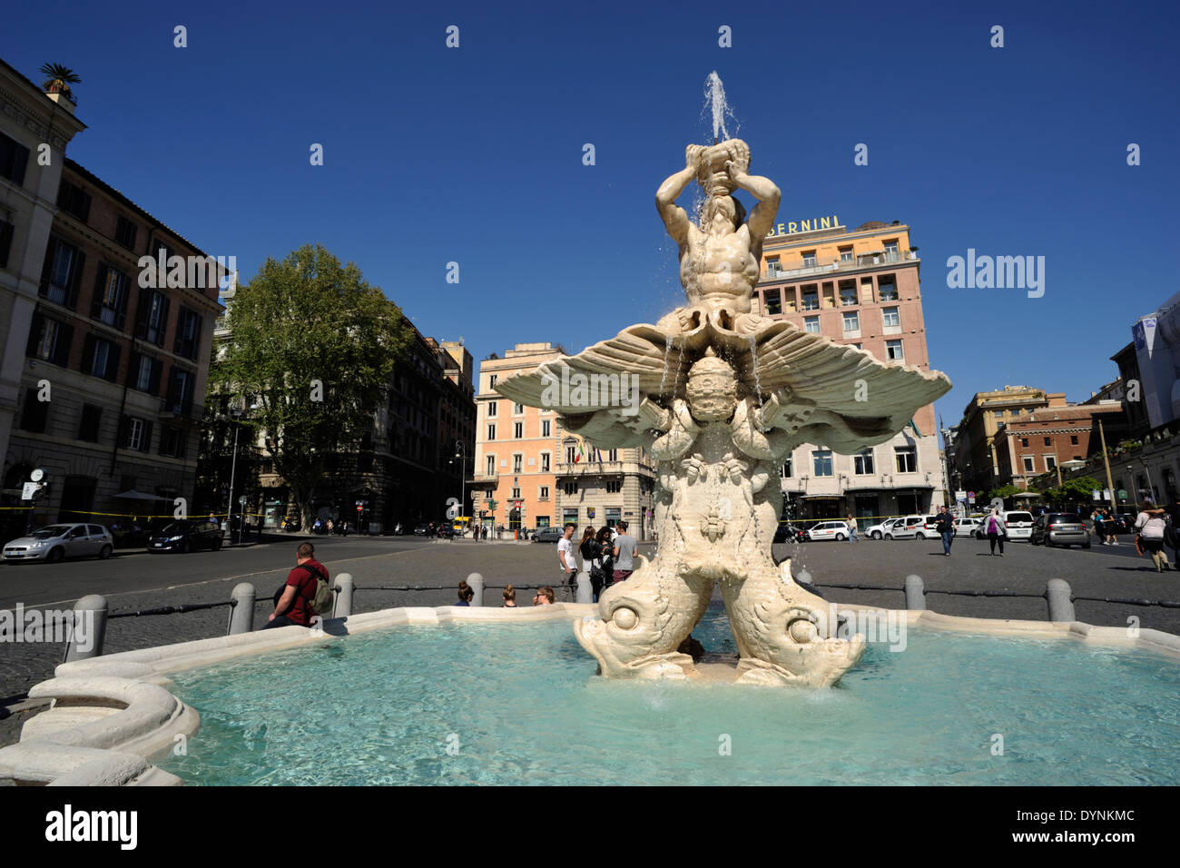 italy, rome, piazza barberini, bernini triton fountain Stock Photo Alamy