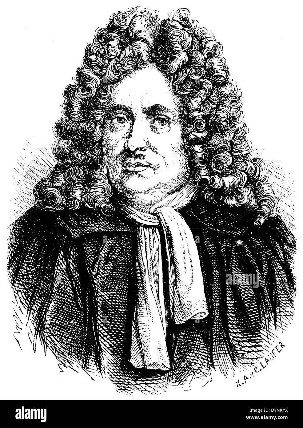Christian Thomasius (born January 1, 1655, died September 23 1728) Stock Photo