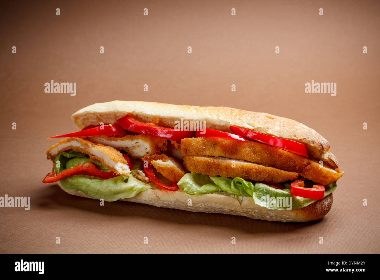 Chicken schnitzel sandwich with paprika and lettuce Stock Photo Alamy