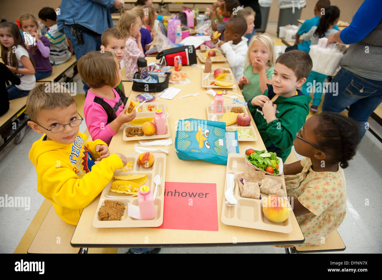 Middle School Kids Eating Lunch At School