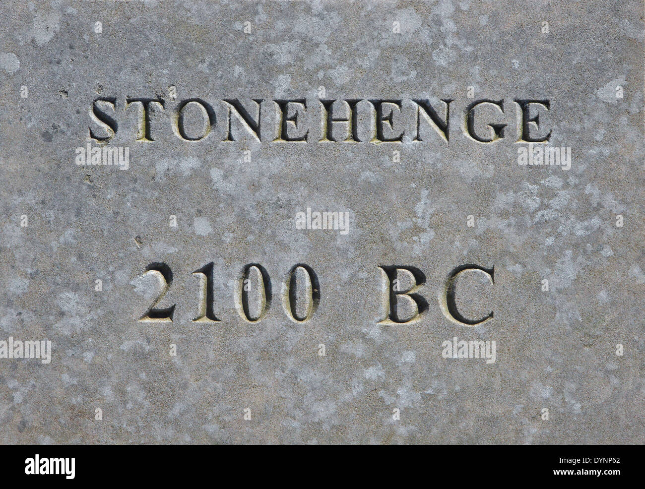 Stonehenge and date 2100 BC engraved in rock Stock Photo