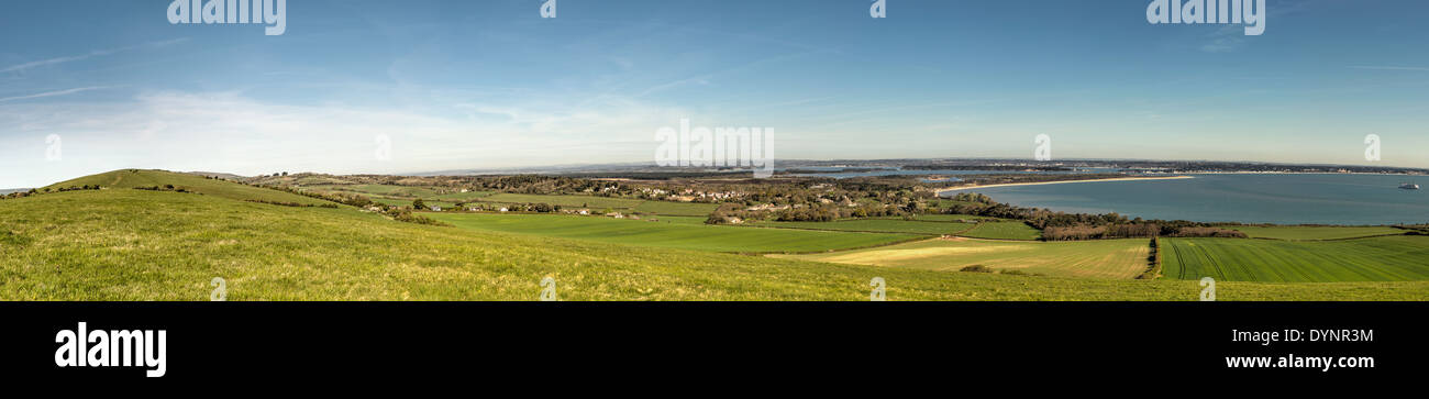 Panorama of Studland from Ballard Down Dorset Stock Photo