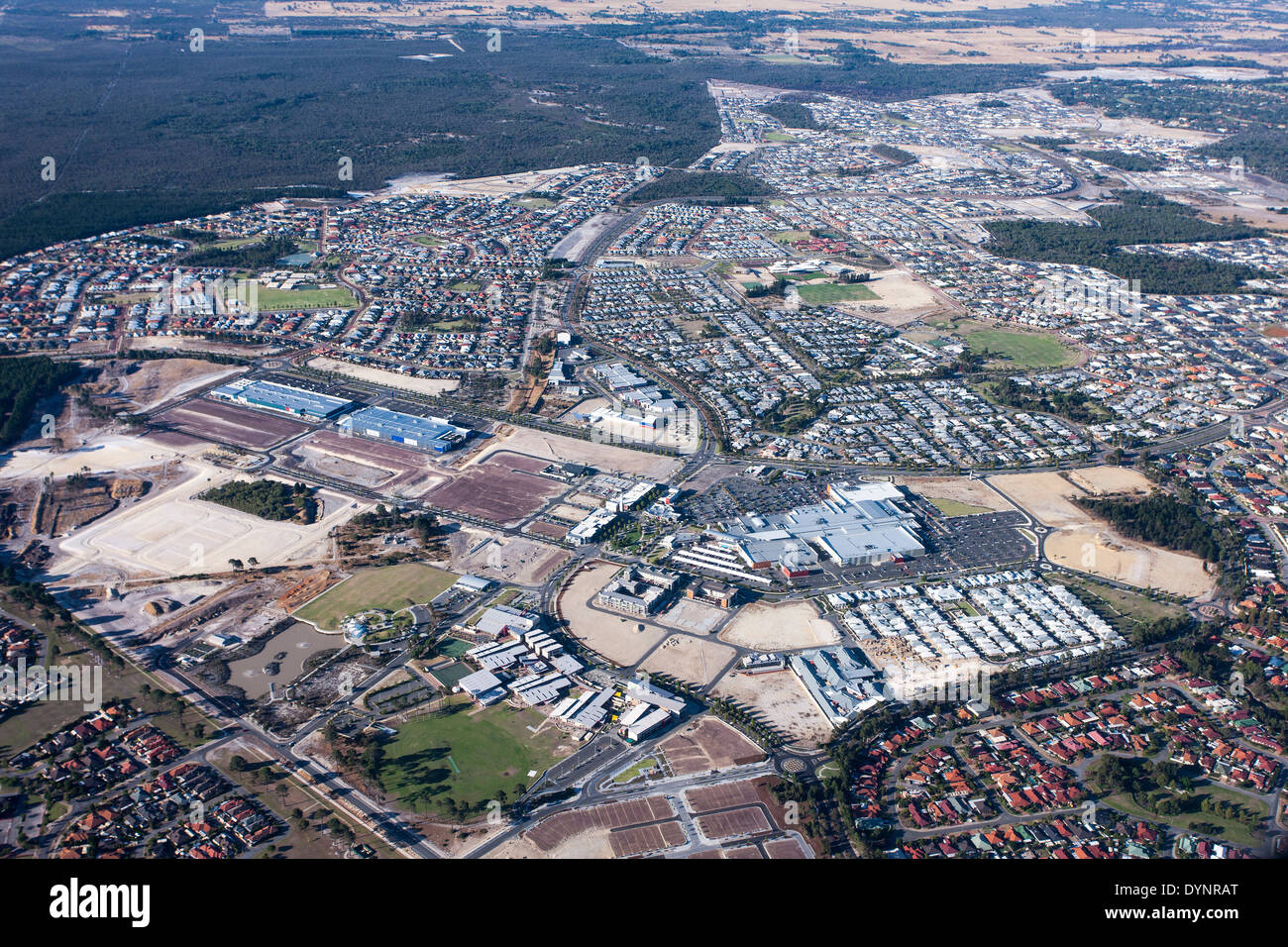 View of the Suburbs of Perth as plane approaches airport Stock Photo Alamy