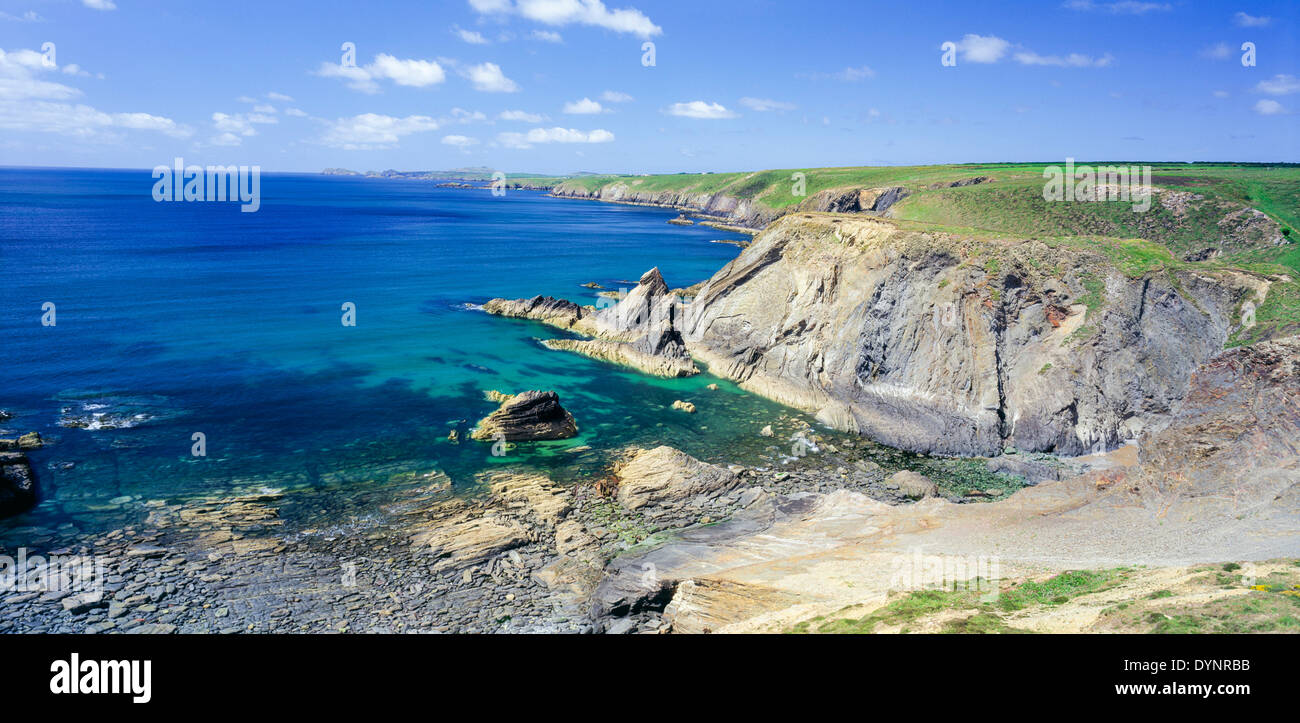 Porth Y Rhaw looking west near Solva Pembrokeshire south Wales UK Stock Photo