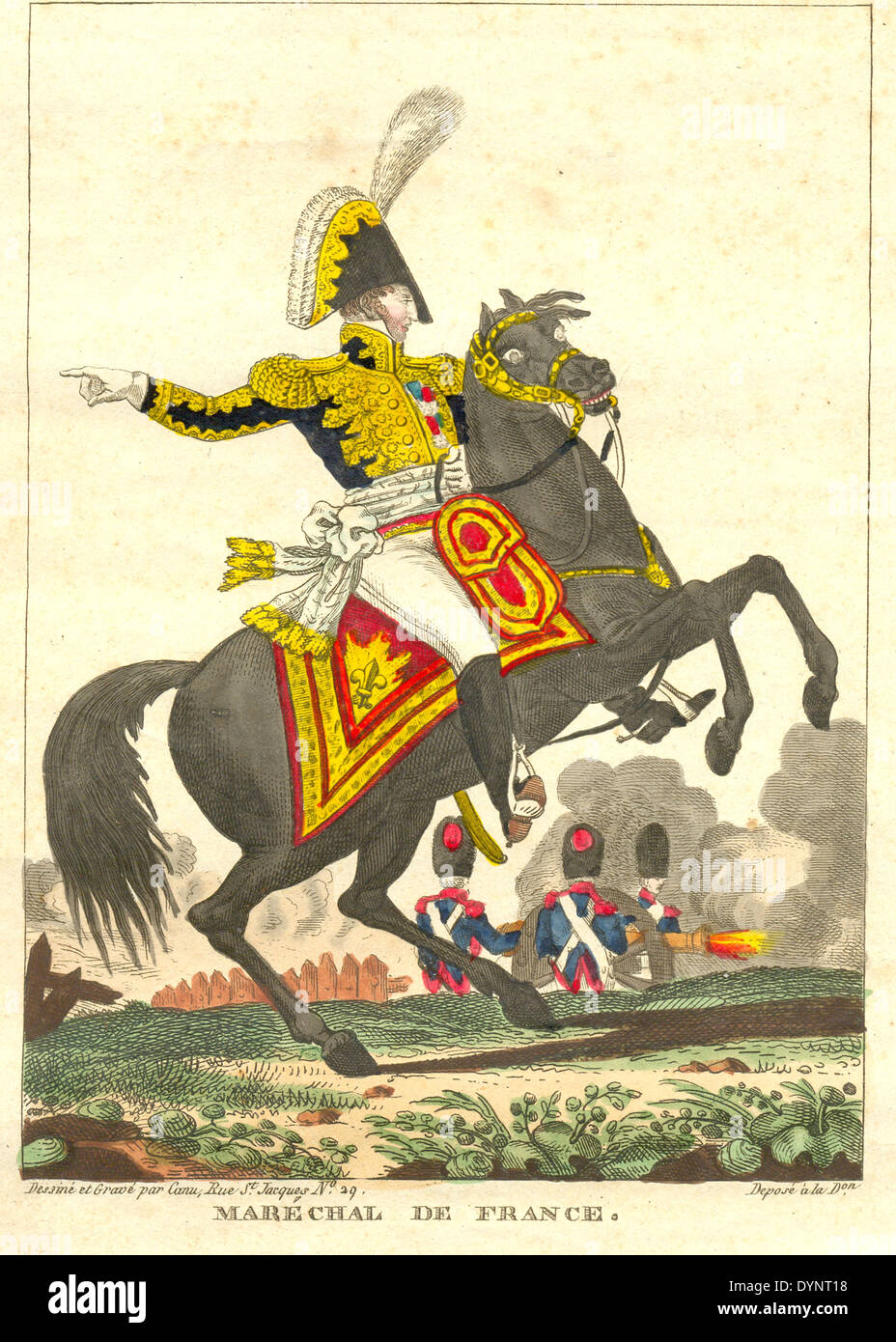 Hand coloured print of a French Field Marshal Stock Photo Alamy