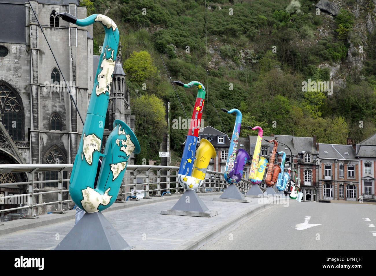 Dinant.City of the Saxophone inventor Adolphe Sax.He was a Citizen of Dinant.Belgium Stock Photo