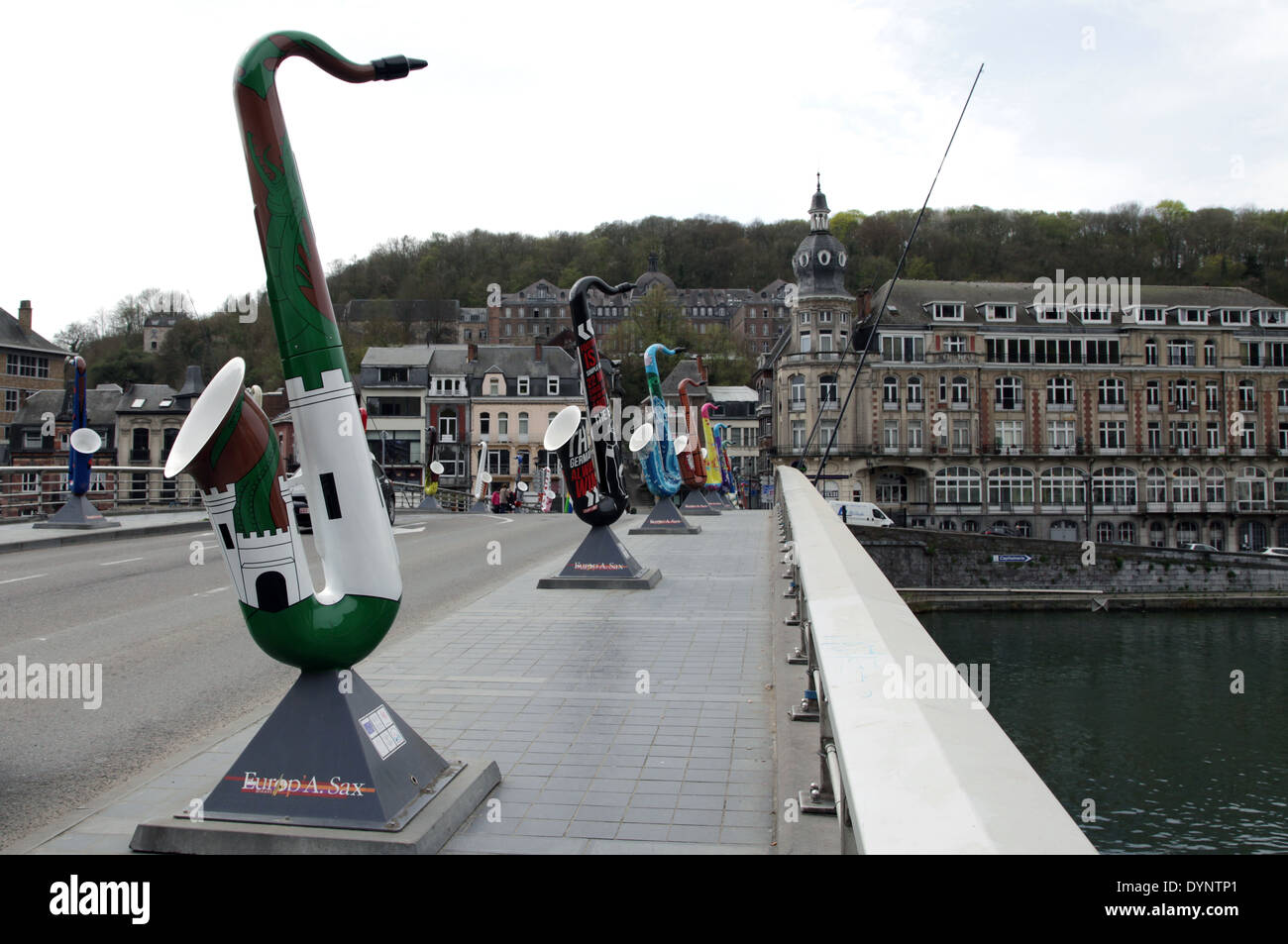 Dinant.City of the Saxophone inventor Adolphe Sax.He was a Citizen of Dinant.Belgium Stock Photo