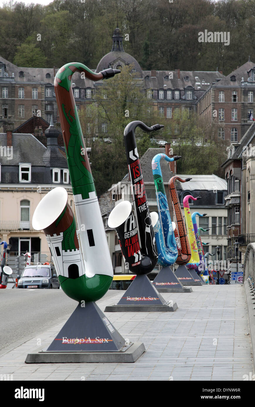 Dinant.City of the Saxophone inventor Adolphe Sax.He was a Citizen of Dinant.Belgium Stock Photo
