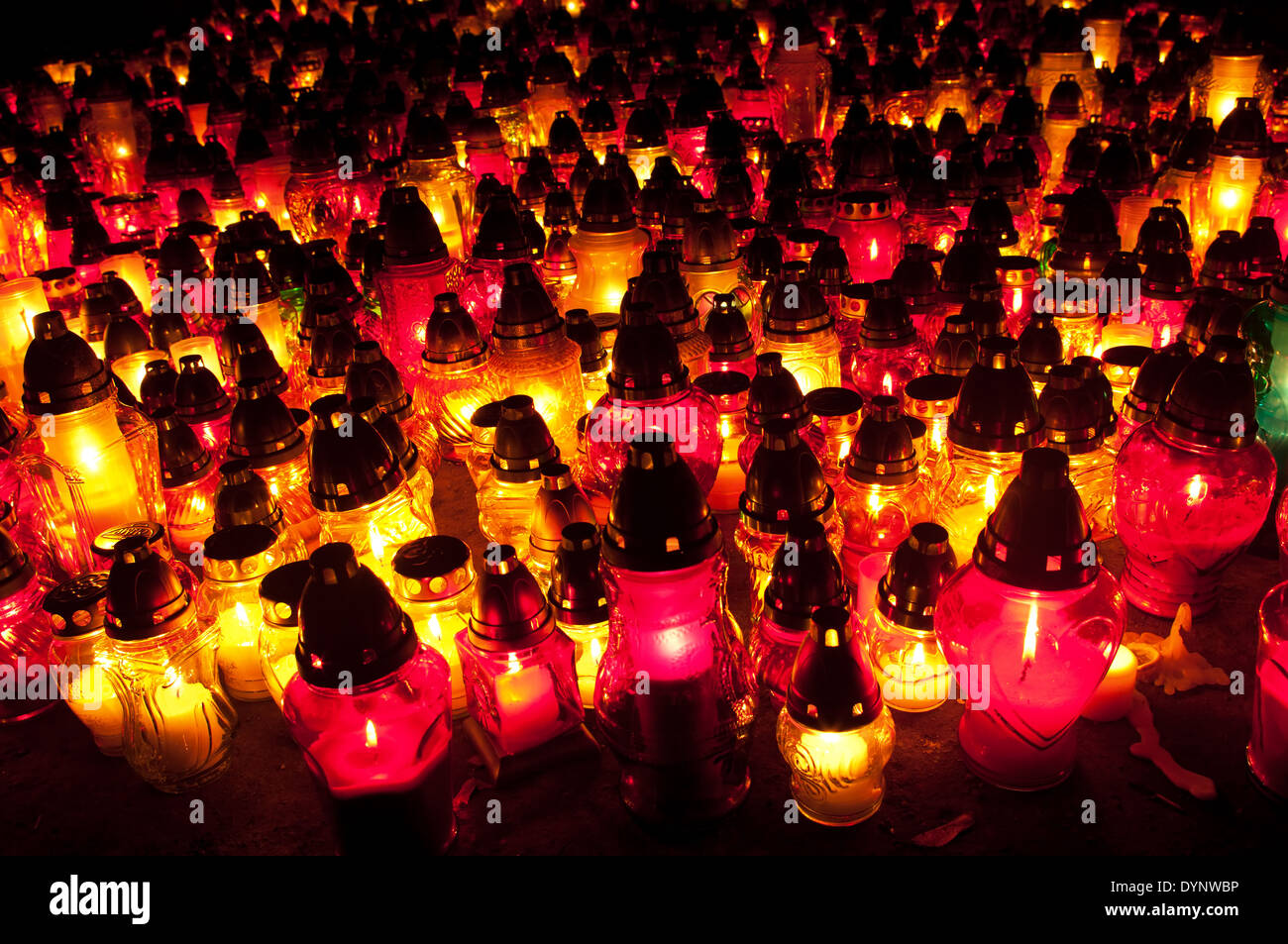 Many candles in the cemetery Stock Photo Alamy