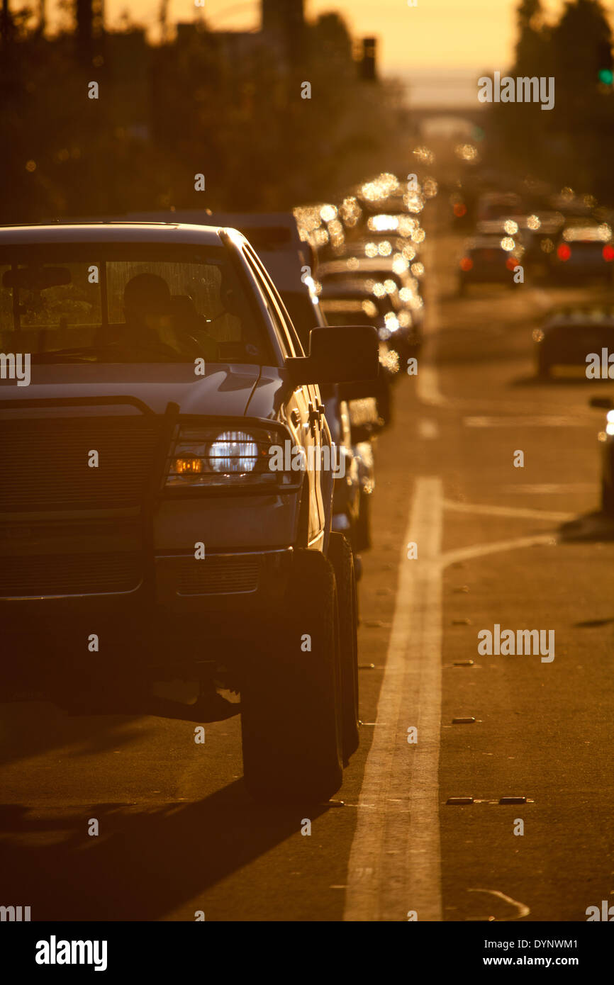 Traffic jam at rush hour on Garnet Avenue in Pacific Beach, in April 2013. Stock Photo