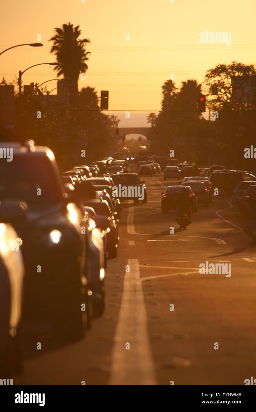 Traffic jam at rush hour on Garnet Avenue in Pacific Beach, in April 2013. Stock Photo