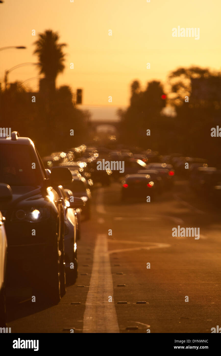 Traffic jam at rush hour on Garnet Avenue in Pacific Beach, in April 2013. Stock Photo