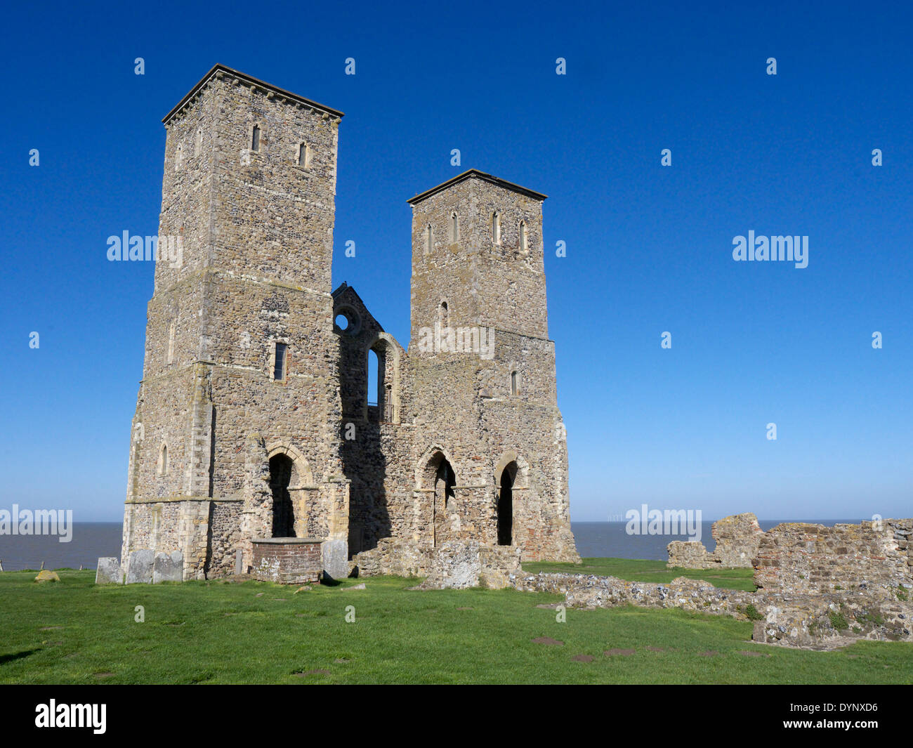 St Marys Church, Reculver, Kent, March 2014 Stock Photo
