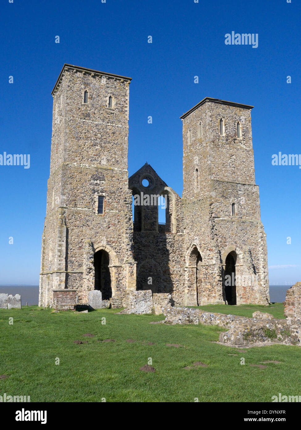 St Marys Church, Reculver, Kent, March 2014 Stock Photo
