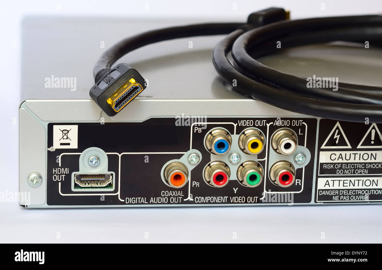 Back of a DVD player and HDMI cable Stock Photo - Alamy