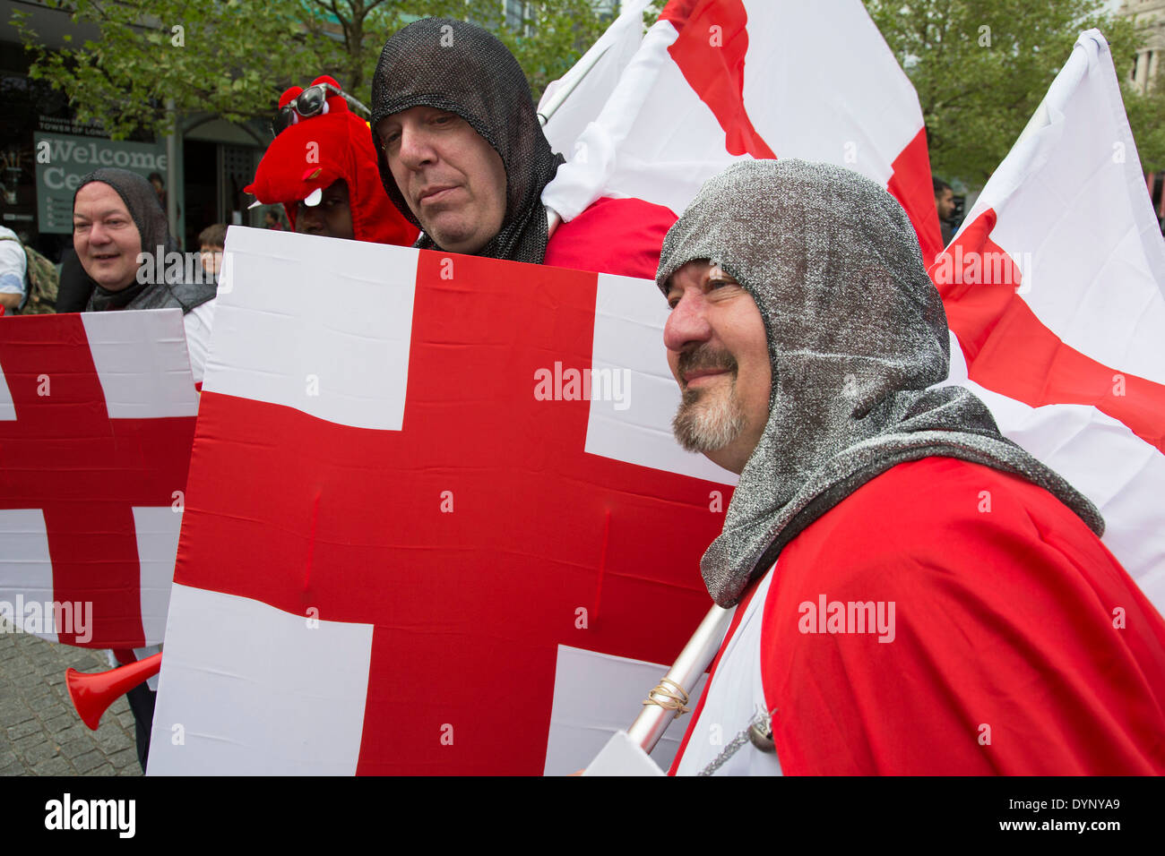 Men dressed up as Saint on St Day. London, UK Stock