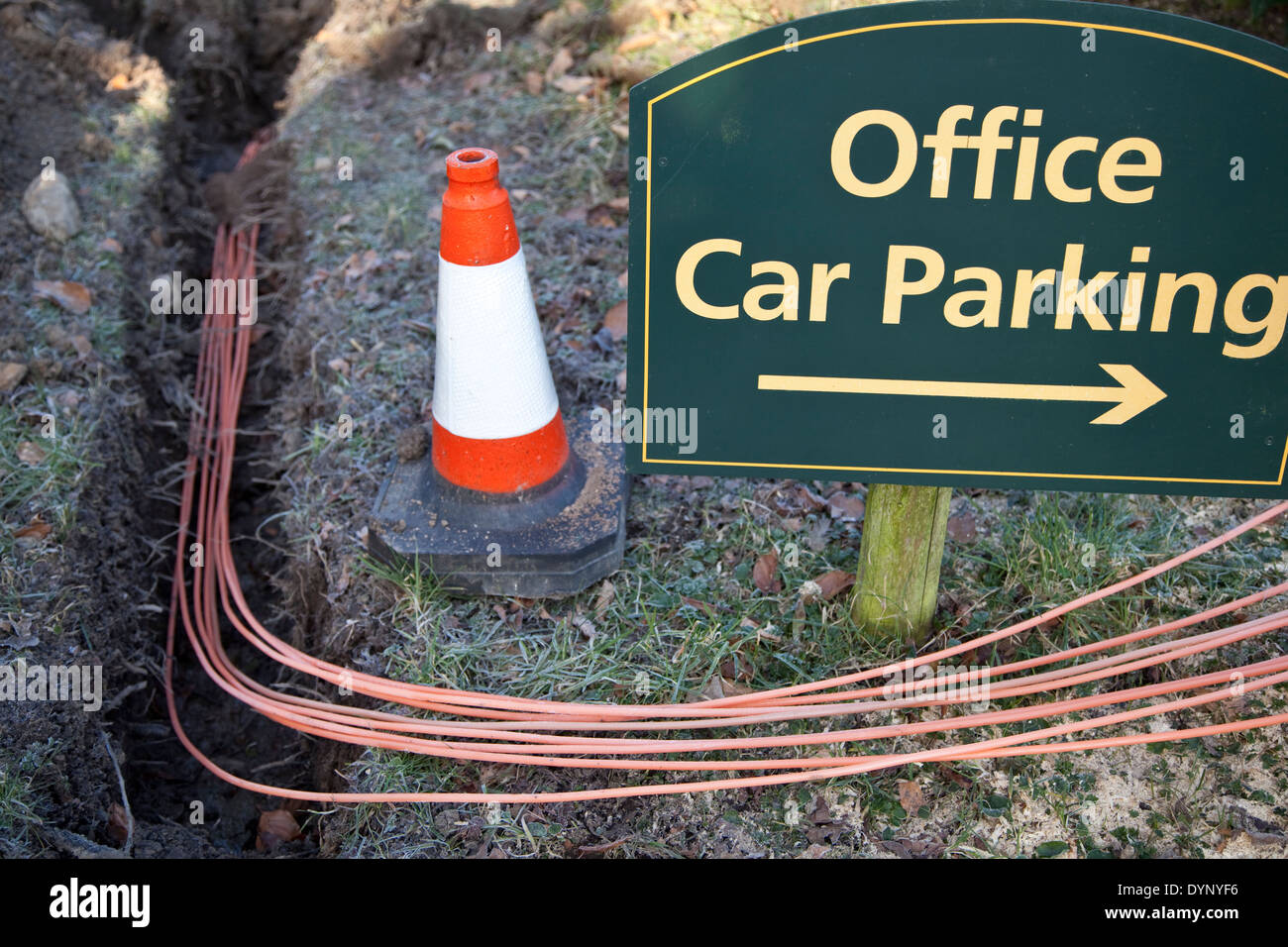 Fibre optic ducting for B4RN in the Lune Valley, Lancashire Stock Photo