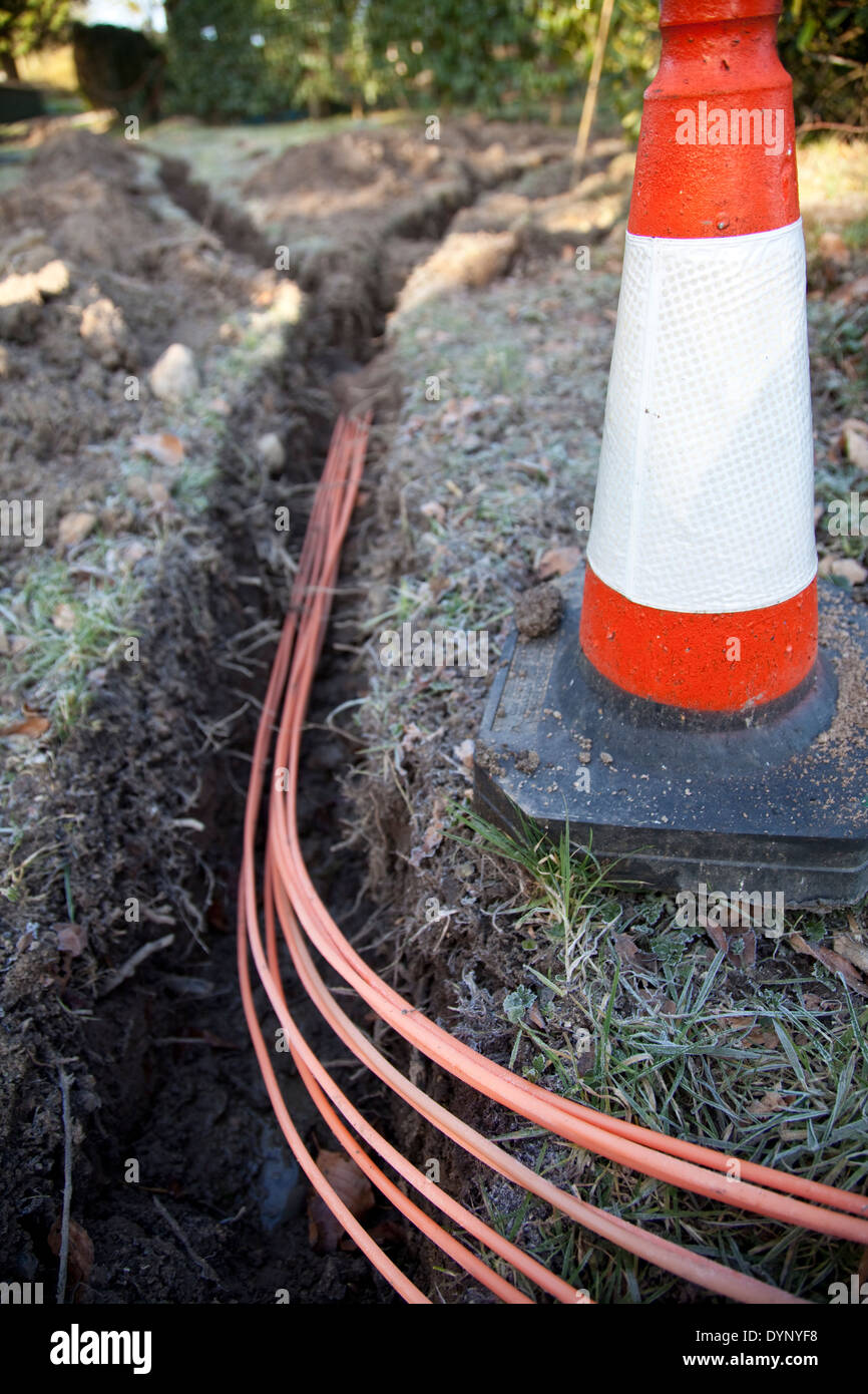 Fibre optic ducting for B4RN in the Lune Valley, Lancashire Stock Photo