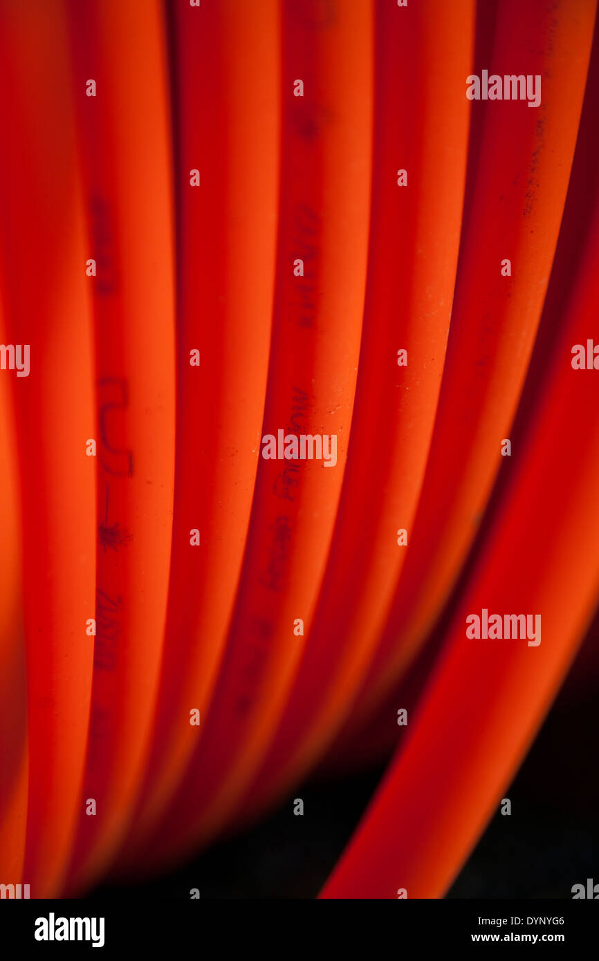 Fibre optic ducting for B4RN in the Lune Valley, Lancashire Stock Photo