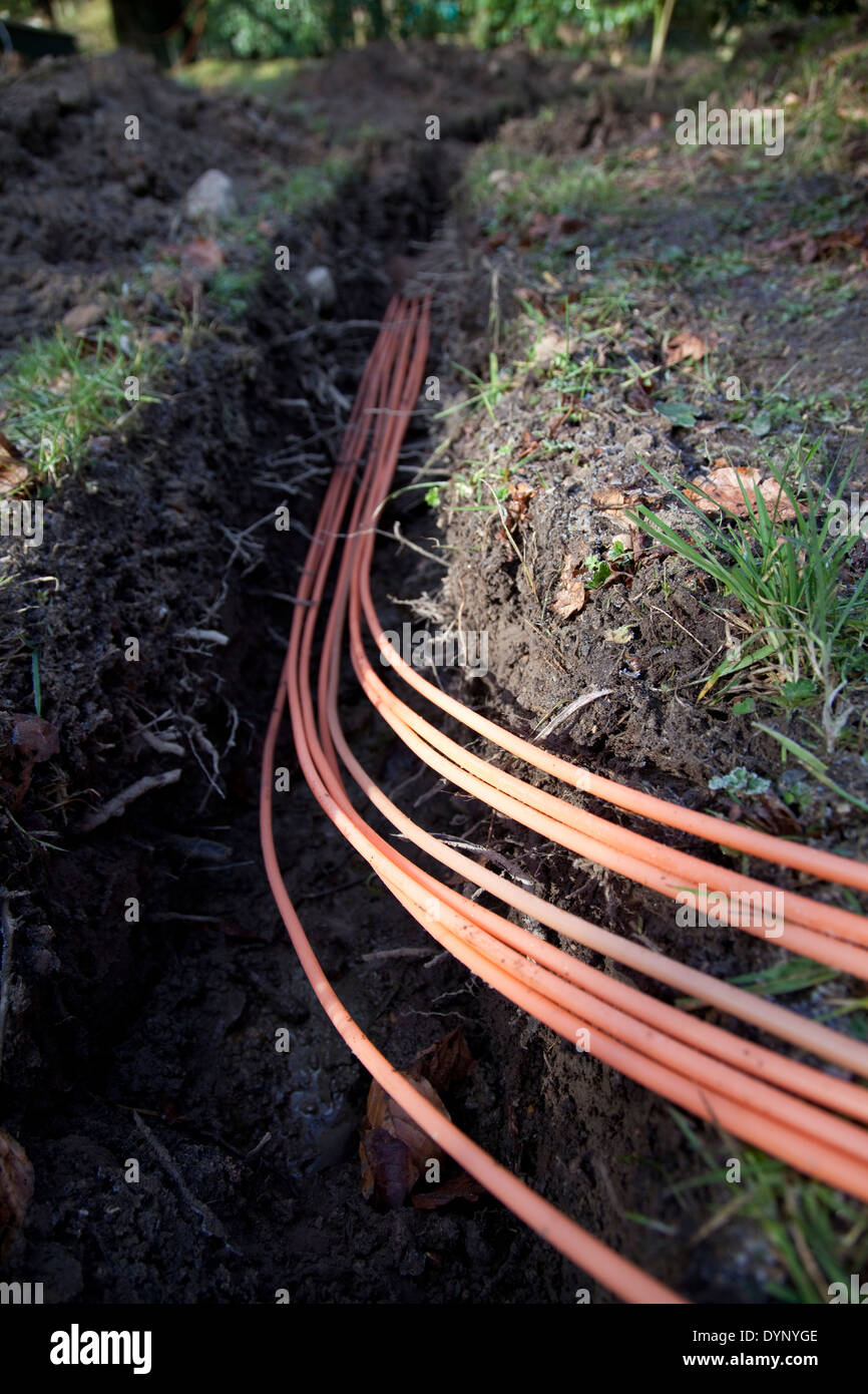 Fibre optic ducting for B4RN in the Lune Valley, Lancashire Stock Photo