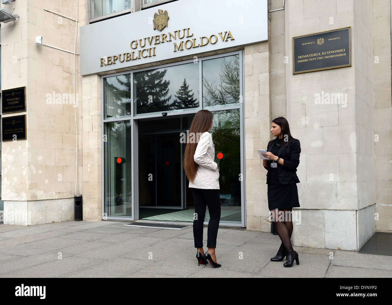 Moldova Processing File Chisinau, Moldava. 23rd Apr, 2014. Young women stand outside of a ...