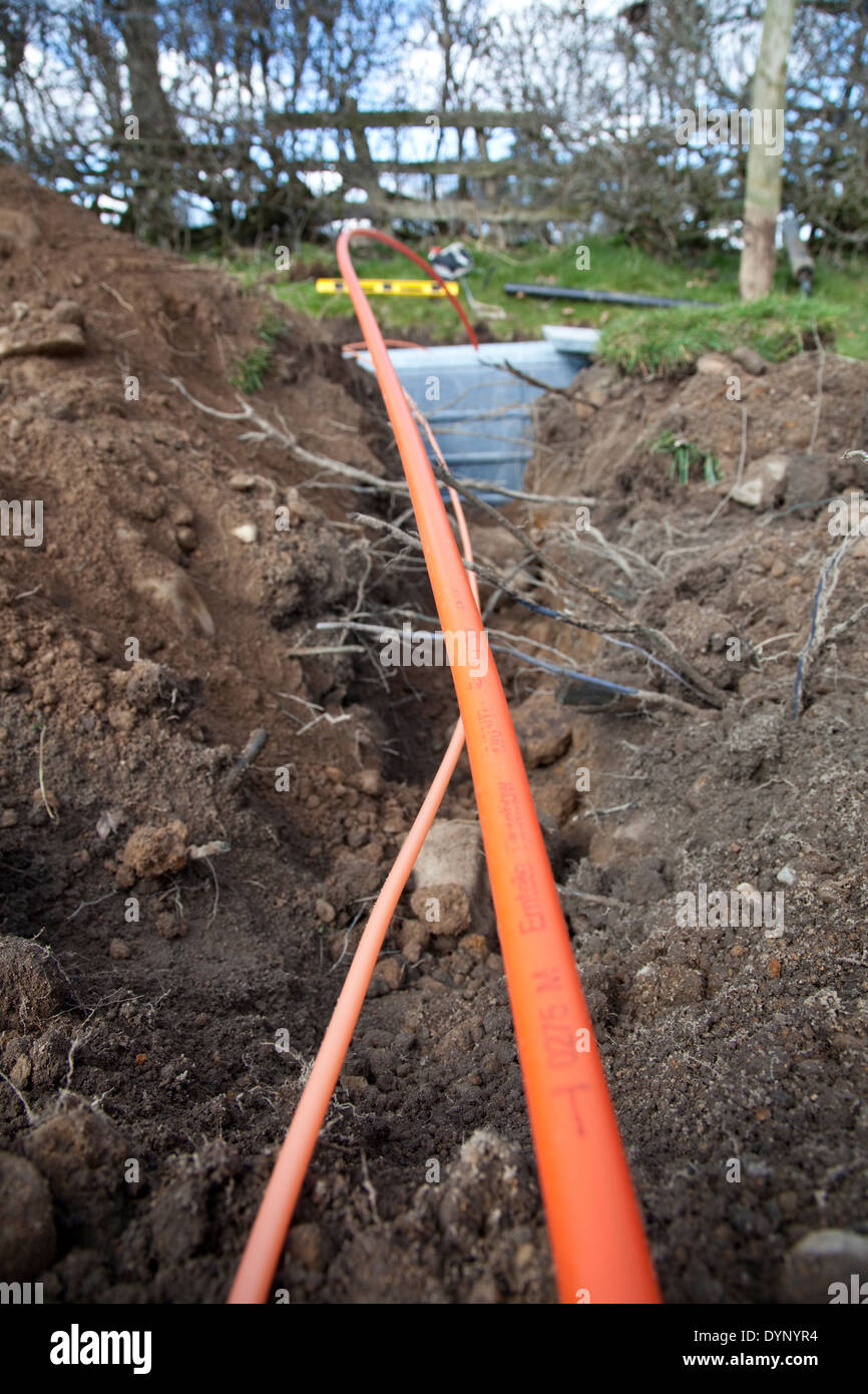 Fibre optic ducting for B4RN in the Lune Valley, Lancashire Stock Photo