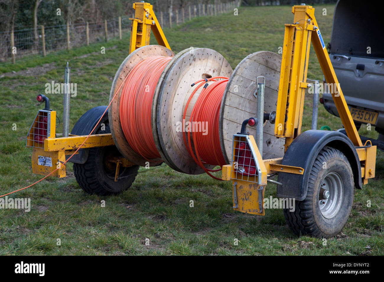 Fibre optic ducting for B4RN in the Lune Valley, Lancashire Stock Photo