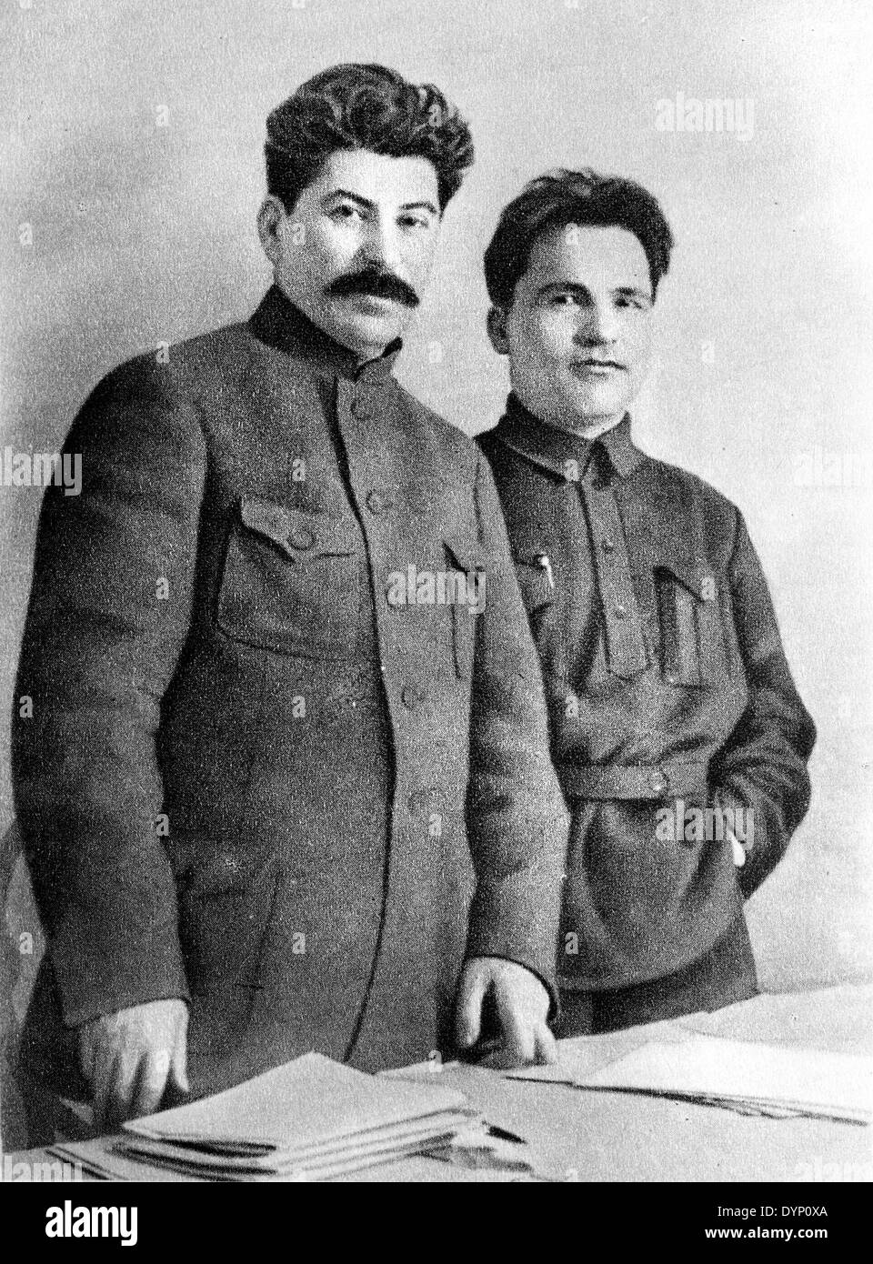 Stalin in a fur coat and Sergo Ordzhonikidze at the funeral of the stratons. Moscow. 1934 Stalin in a fur coat and Sergo Ordzhonikidze at the funeral of the stratons. Moscow. 1934