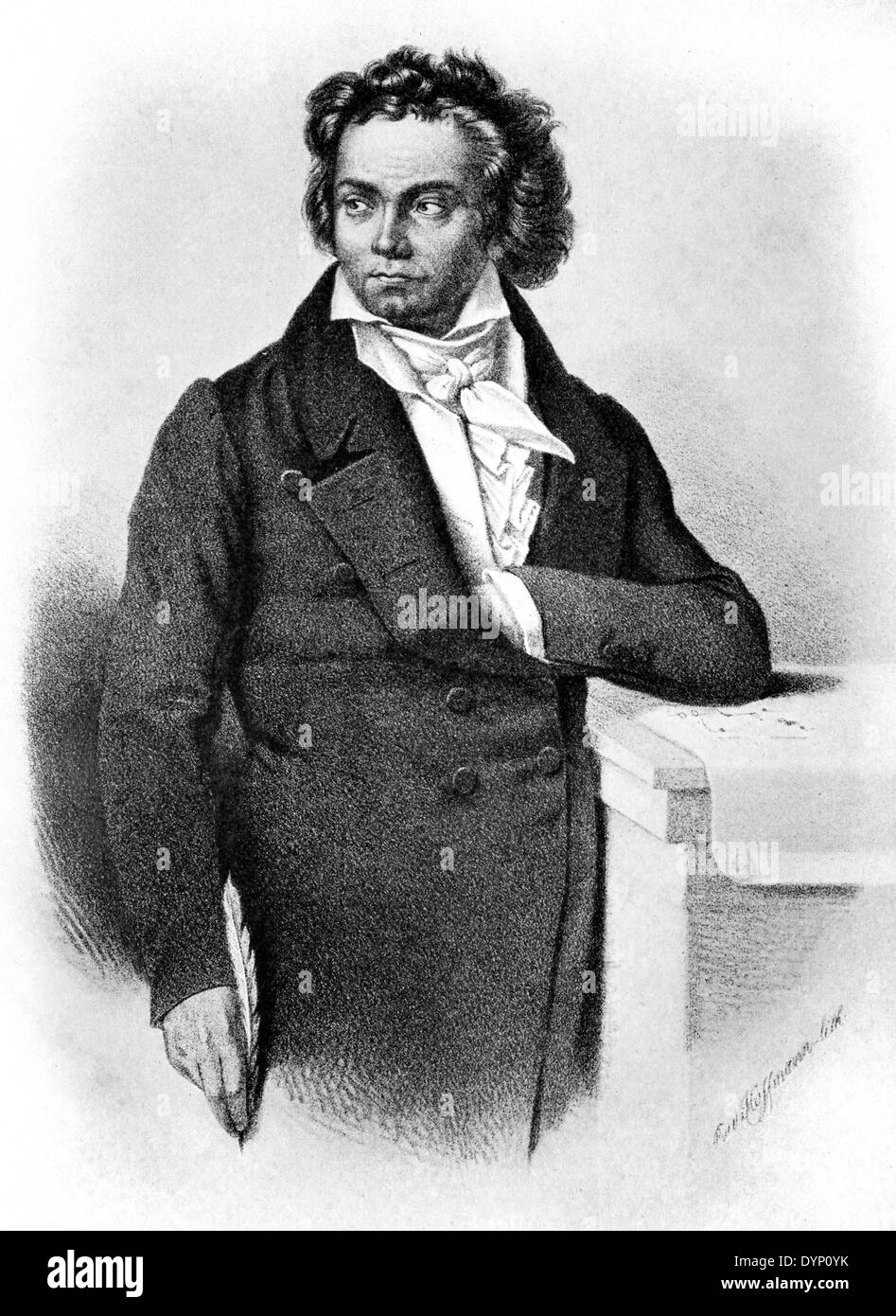 Ludwig van Beethoven (1770-1827), German composer and pianist, illustration from Soviet encyclopedia, 1927 Stock Photo