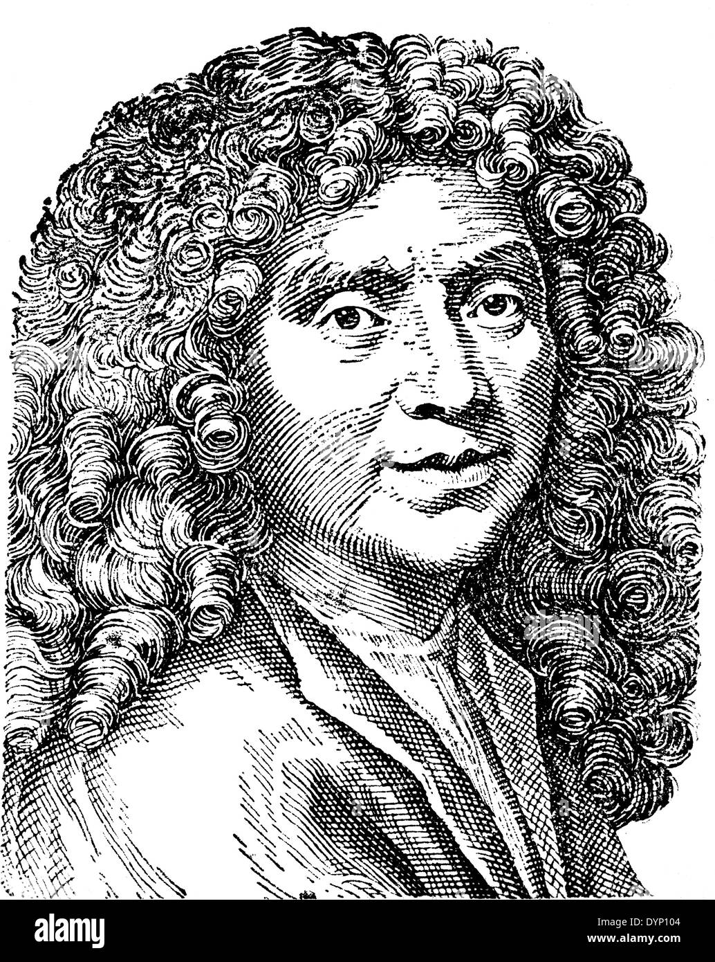 Jean-Baptiste Moliere (1622-1673), French playwright and actor, illustration from Soviet encyclopedia, 1938 Stock Photo