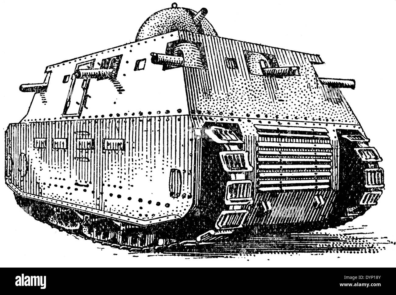 Italian heavy tank, 1920s, illustration from Soviet encyclopedia, 1928 Stock Photo