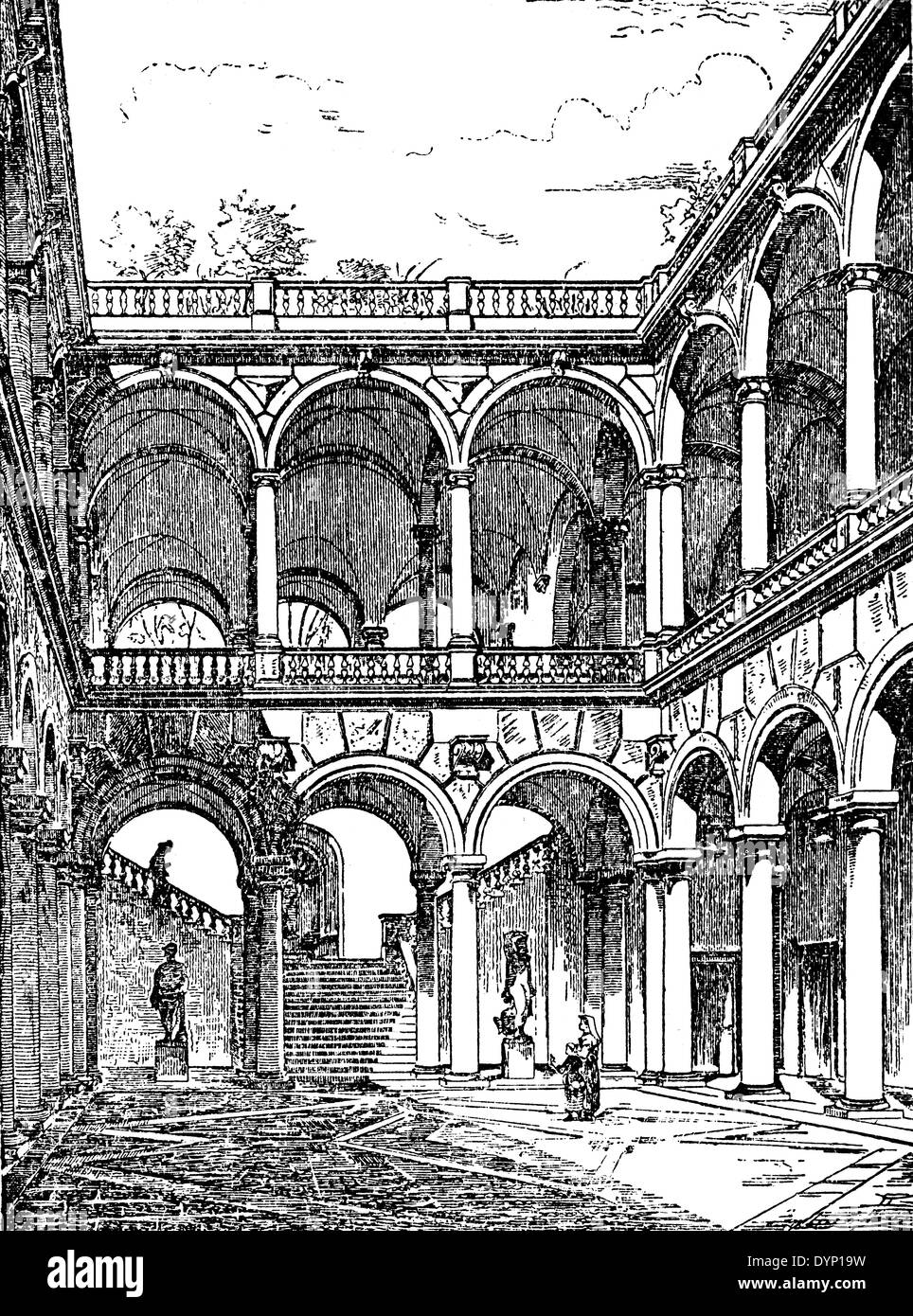 Palazzo Doria-Tursi, Renaissance building, Genoa, Italy, illustration from Soviet encyclopedia, 1928 Stock Photo