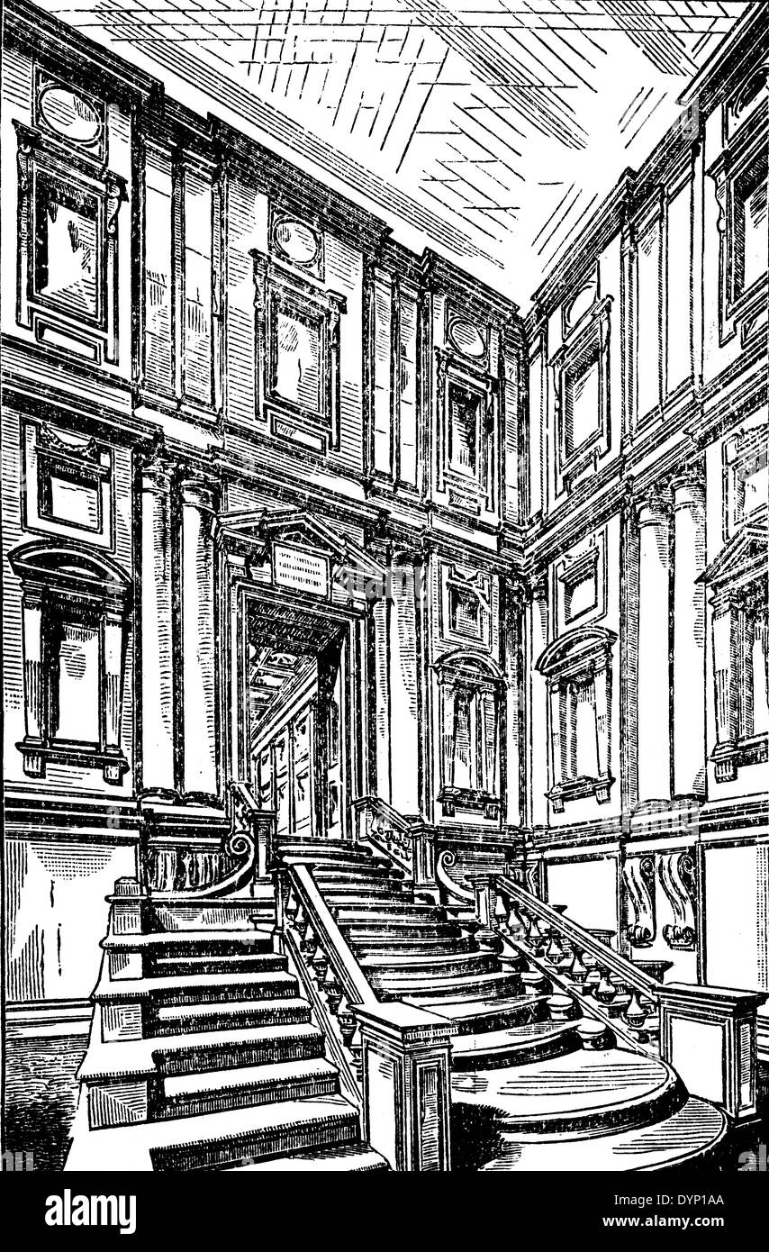 Vestibule and staircase of Laurentian Library (Biblioteca Medicea  Laurenziana), Renaissance interior by Michelangelo, Florence Stock Photo -  Alamy
