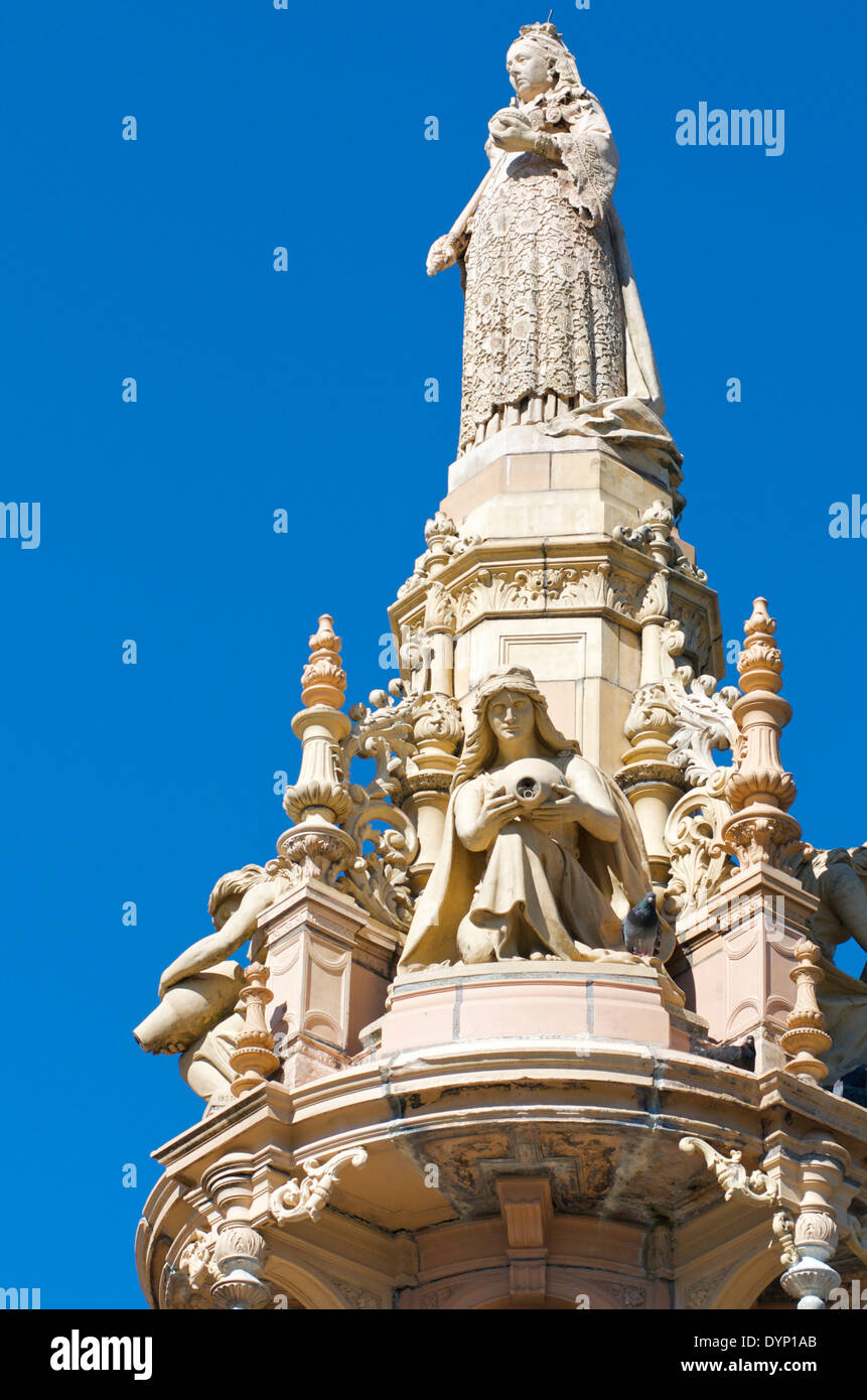 Detail of Queen Victoria on the Doulton Fountain on Glasgow green, Glasgow Stock Photo