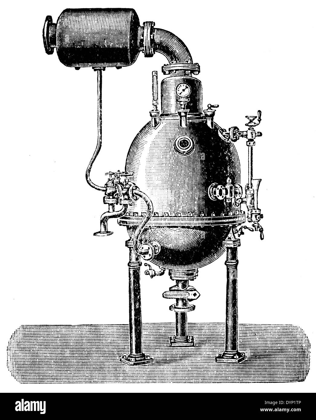 Vintage vacuum device, illustration from Soviet encyclopedia, 1927 Stock Photo