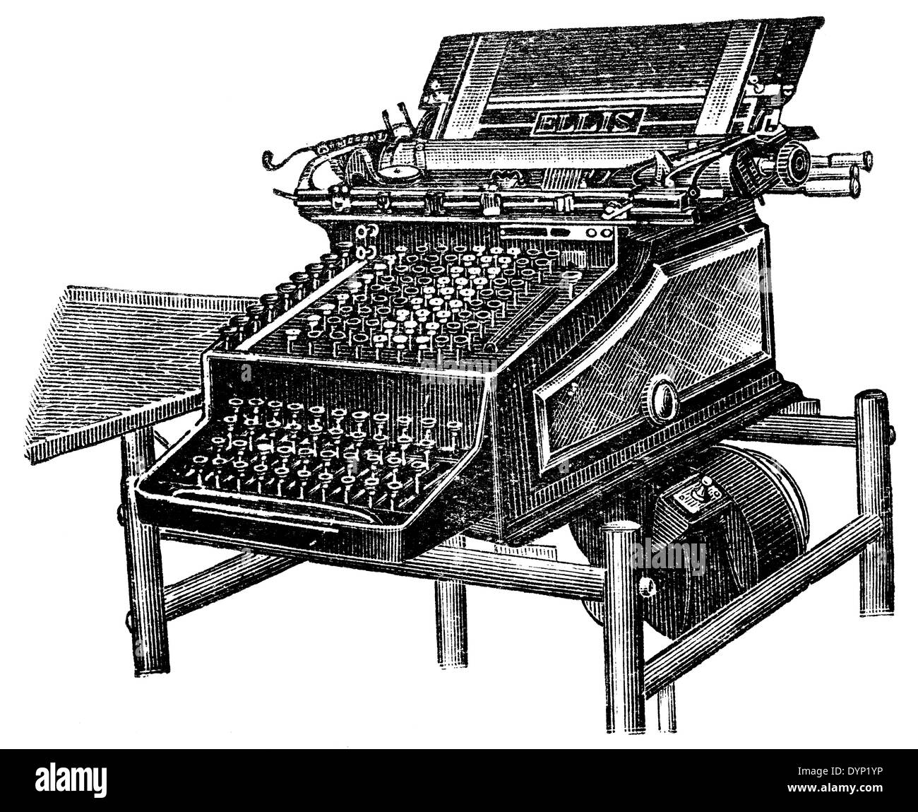 Vintage computing book-keeping machine Ellis, illustration from Soviet encyclopedia, 1927 Stock Photo