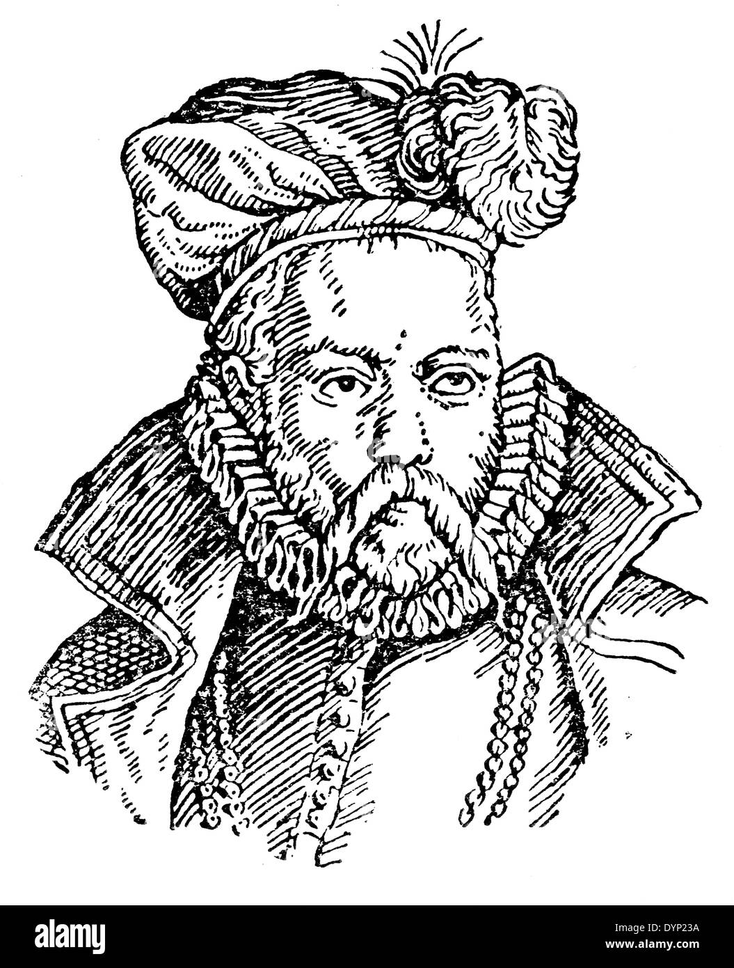 Tycho Brahe (1546-1601), Danish nobleman, astronomer, astrologer and alchemist, illustration from Soviet encyclopedia, 1927 Stock Photo