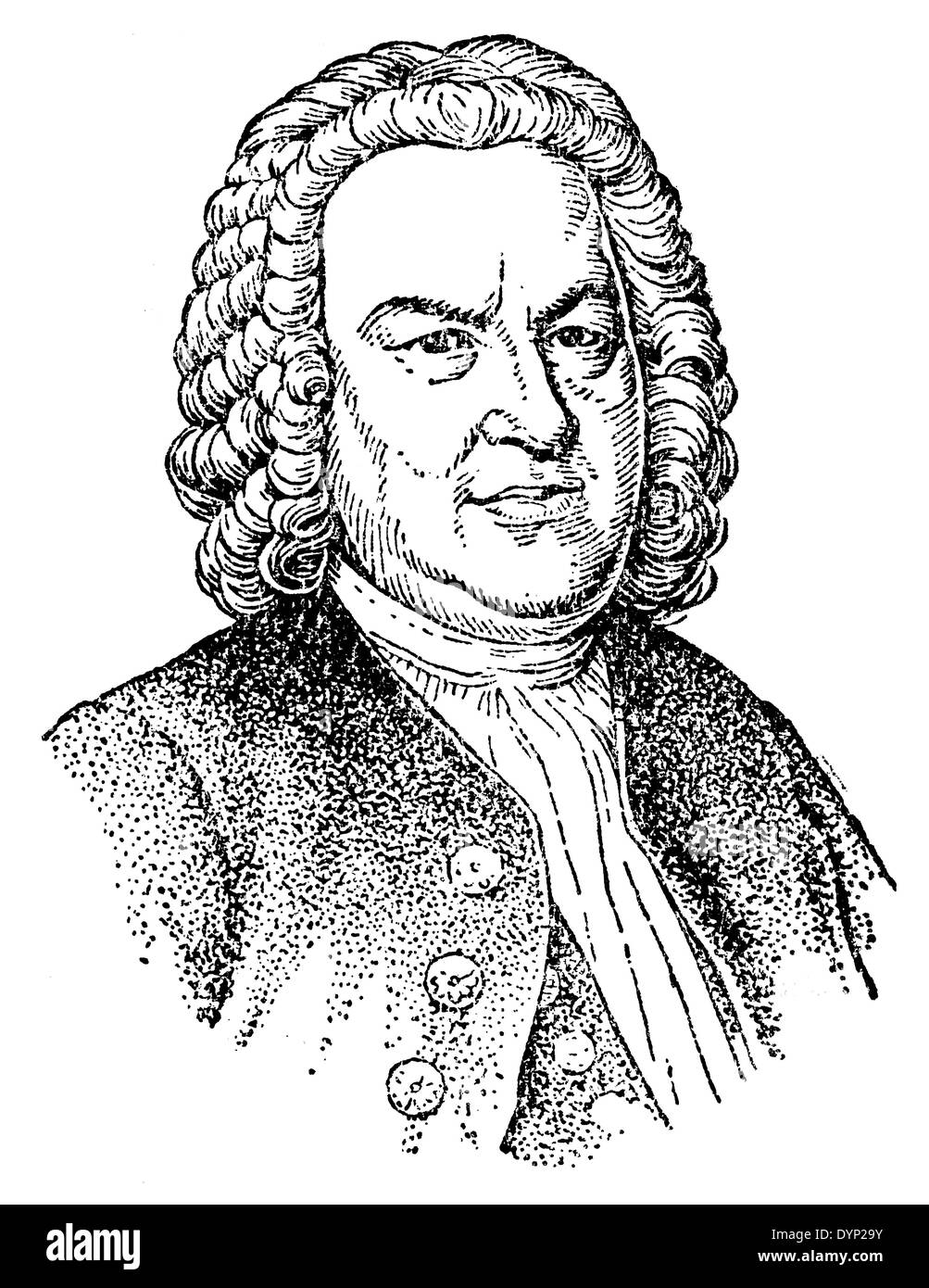 Johann Sebastian Bach (1685-1750), German composer and musician, illustration from Soviet encyclopedia, 1927 Stock Photo