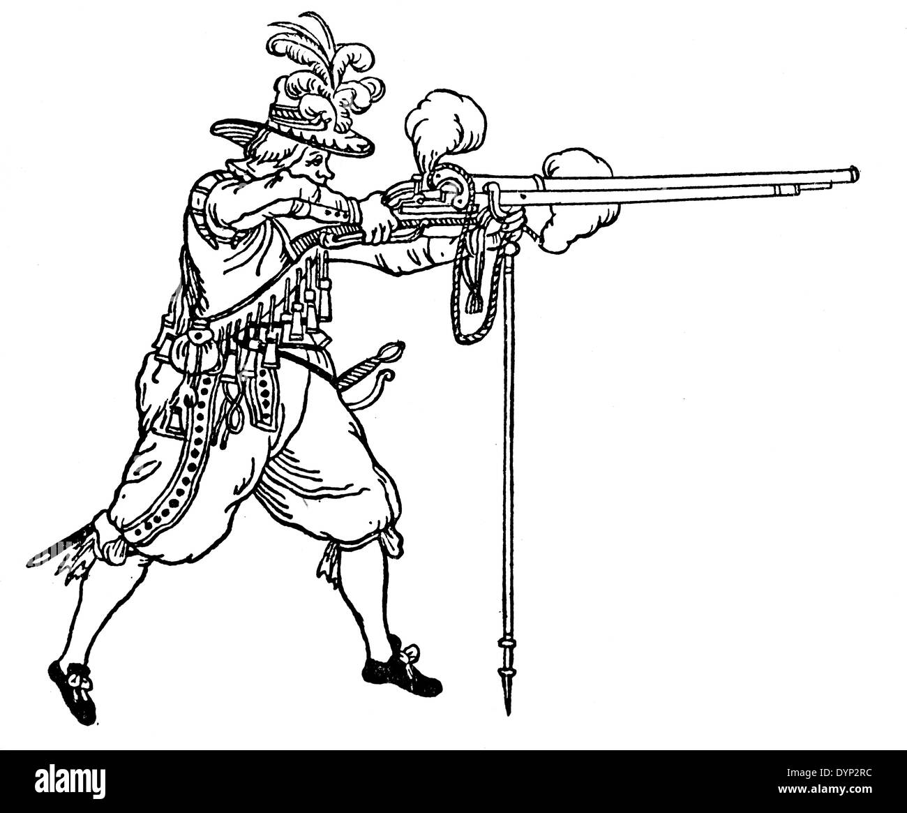 French Musketeer, illustration from Soviet encyclopedia, 1926 Stock Photo