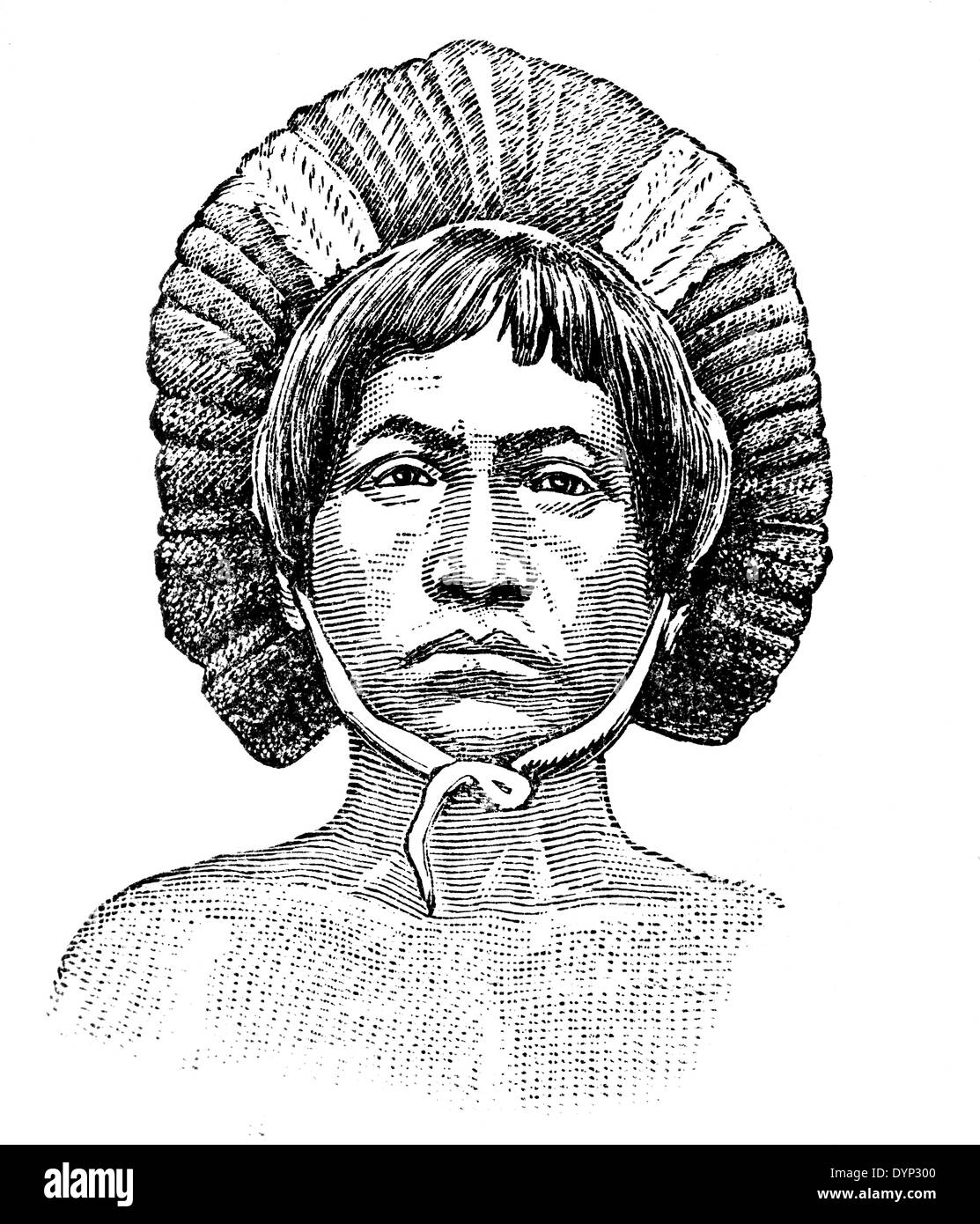 Arecuna man in traditional dress, South America, illustration from Soviet encyclopedia, 1926 Stock Photo