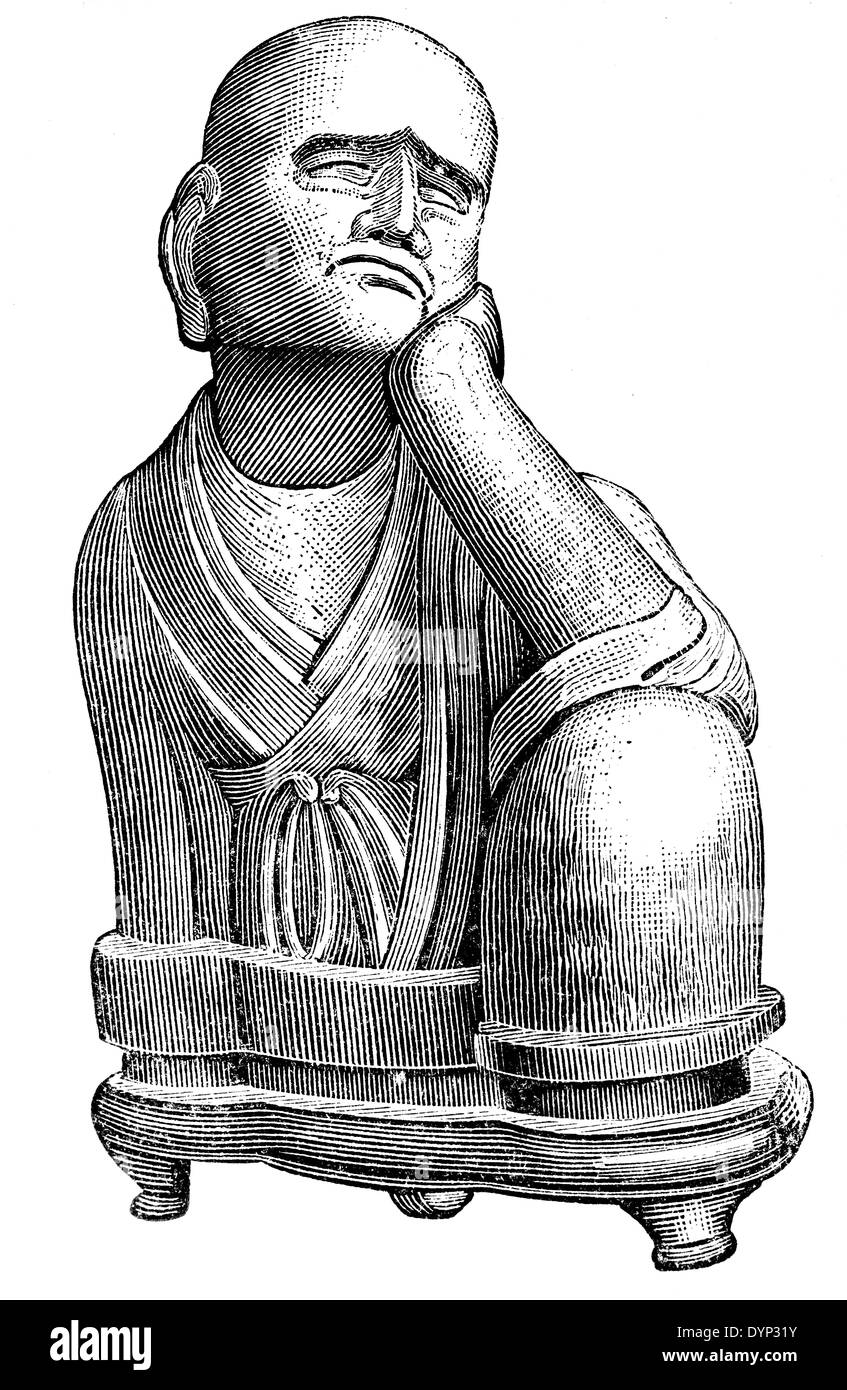 Medieval Chinese stone sculpture, illustration from Soviet encyclopedia