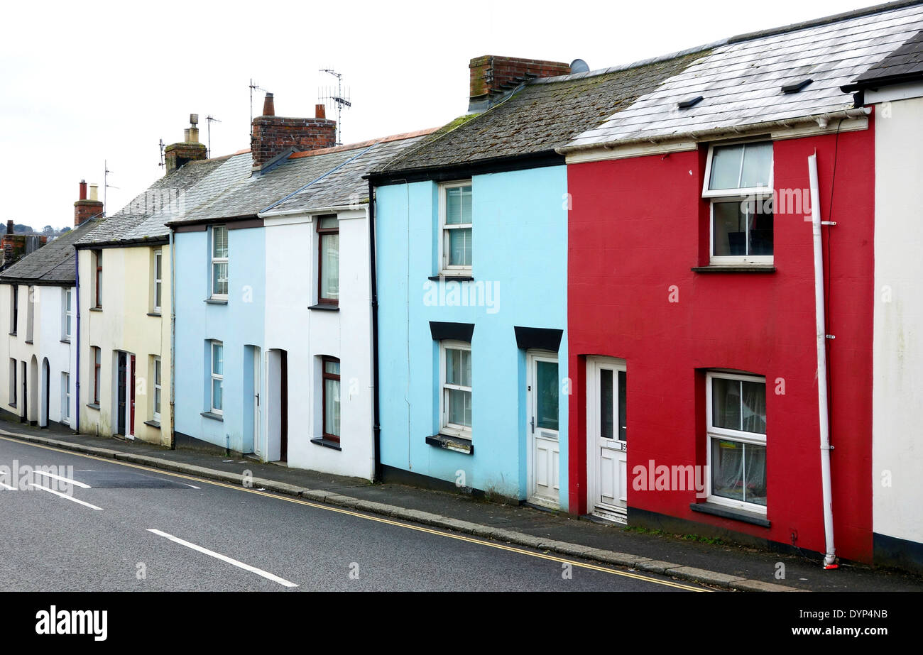 colourful terraced cottages in truro, cornwall, uk Stock Photo